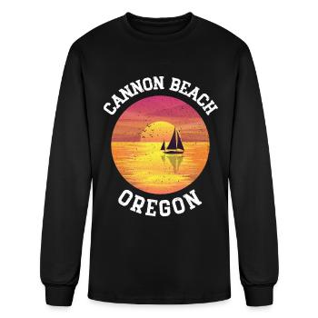 Vintage Cannon Beach Oregon Retro 70s - Men's Long Sleeve T-Shirt - black - Front