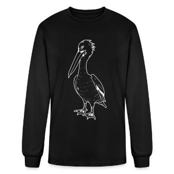 Pelikan Silhouette Oiseau d’eau animaux pélican - T-shirt à manches longues Homme - noir - Devant