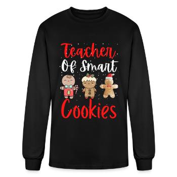 Christmas Teacher Cute Gingerbread Cookies Funny - Men's Long Sleeve T-Shirt - black - Front