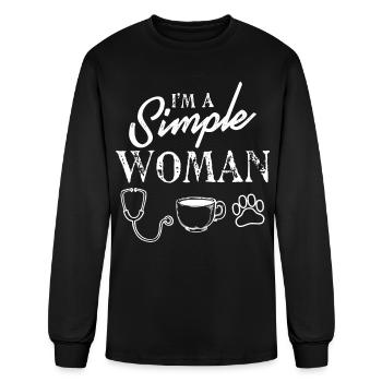 Simple Woman I like nurse dogs and coffee - Men's Long Sleeve T-Shirt - black - Front