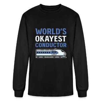 Worlds Okayest Conductor Train Locomotive - Men's Long Sleeve T-Shirt - black - Front