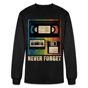 Never Forget Audio Cassette Tape Nerdy Geeky - Men's Long Sleeve T-Shirt - black - Front