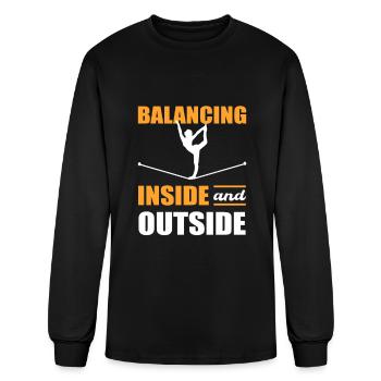 Balancing Inside and Outside Slackline Yoga Slack - Men's Long Sleeve T-Shirt - black - Front