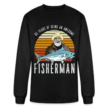 pêcheur anniversaire 65 pêche 65e pêcheur - T-shirt à manches longues Homme - noir - Devant