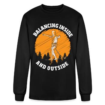 Balancing Inside and Outside Slackline Yoga Slack - Men's Long Sleeve T-Shirt - black - Front