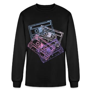 Audio Cassettes 80s 80s Party Costume - Men's Long Sleeve T-Shirt - black - Front
