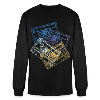 Audio Cassettes 80s 80s Party Costume - Men's Long Sleeve T-Shirt - black - Front