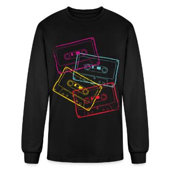 Audio Cassettes 80s 80s Party Costume - Men's Long Sleeve T-Shirt - black - Front