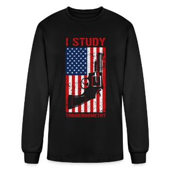 I Study Triggernometry USA Flag Gun Revolver - Men's Long Sleeve T-Shirt - black - Front