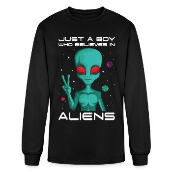 Just A Boy Who Believes In Aliens Planet - Men's Long Sleeve T-Shirt - black - Front