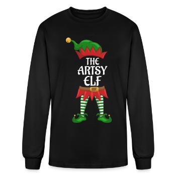Artsy Elf Family Matching Group Christmas Party - Men's Long Sleeve T-Shirt - black - Front