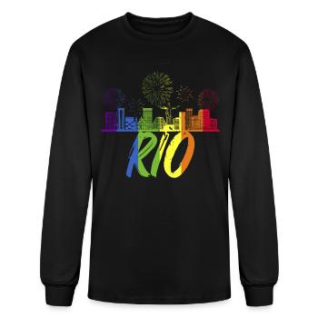 Rio Pride Skyline, Pride Parade Rio - Men's Long Sleeve T-Shirt - black - Front