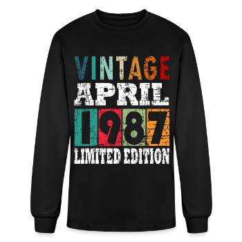 Birthday in April 1987 - April - Men's Long Sleeve T-Shirt - black - Front