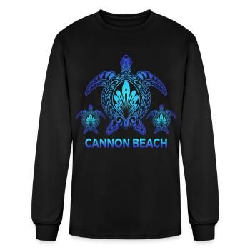 Vintage Cannon Beach Oregon OR Turtle Souvenirs - Men's Long Sleeve T-Shirt - black - Front