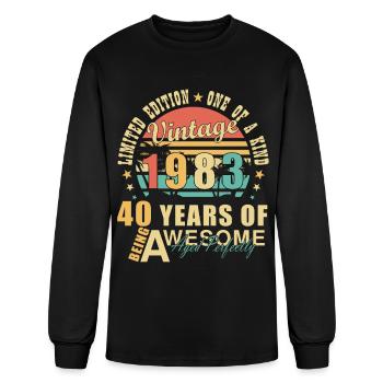 Vintage 40 Years 1983 40 Years Awesome - Men's Long Sleeve T-Shirt - black - Front