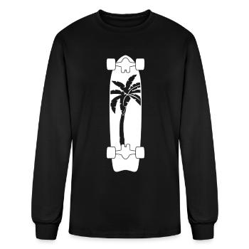 Longboard With Palm Longboarder - Men's Long Sleeve T-Shirt - black - Front