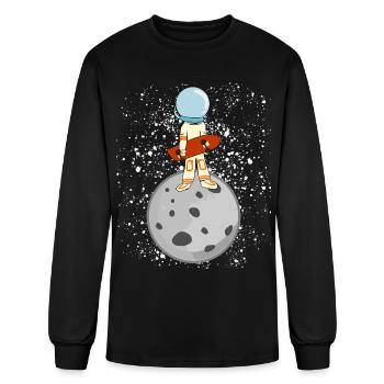 Longboarder Moon Astronaut Longboard - Men's Long Sleeve T-Shirt - black - Front