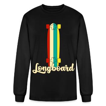 Longboard Longboarding Retro Longboarder - Men's Long Sleeve T-Shirt - black - Front