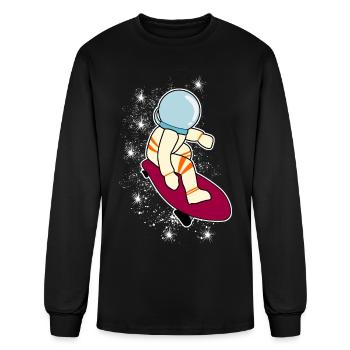Longboarder Astronaut Longboard - Men's Long Sleeve T-Shirt - black - Front