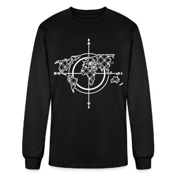 World Maps Compass World Map - Men's Long Sleeve T-Shirt - black - Front