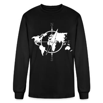 World Map Compass World Maps - Men's Long Sleeve T-Shirt - black - Front
