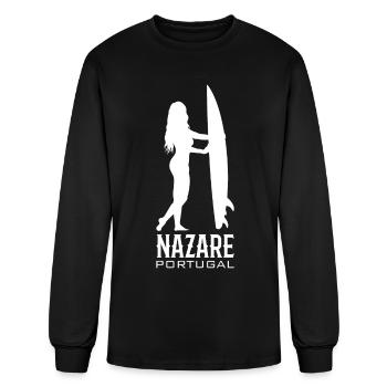 Nazare Surfer Girl Portugal - T-shirt à manches longues Homme - noir - Devant