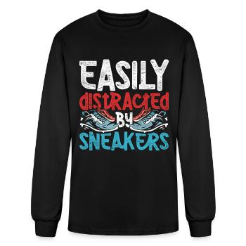Sneaker Addict Easily Distracted By Sneakers - Men's Long Sleeve T-Shirt - black - Front