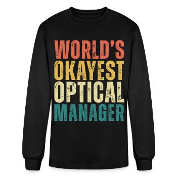 World's Okayest Optical Manager - Men's Long Sleeve T-Shirt - black - Front