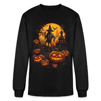 Creepy Jack-o-Lantern Tee Halloween Vibes Gift - Men's Long Sleeve T-Shirt - black - Front