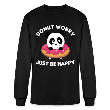 Mignon Panda Drôle D’animaux En Donut Rose - T-shirt à manches longues Homme - noir - Devant