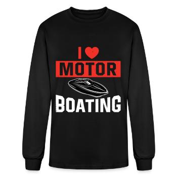 I Love Motor Boating Boat Owner Love Motor Boating - Men's Long Sleeve T-Shirt - black - Front