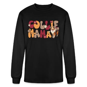 Longhair Collie Groovy Collie Mama - Men's Long Sleeve T-Shirt - black - Front