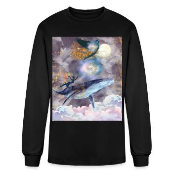 Whale's Celestial Journey - Men's Long Sleeve T-Shirt - black - Front