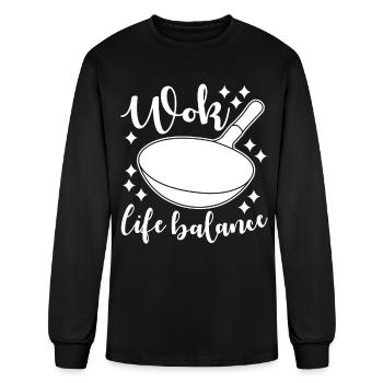 Wok Cooking Pan - Men's Long Sleeve T-Shirt - black - Front