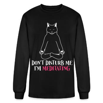 Meditating Cat Yoga Meditation - Men's Long Sleeve T-Shirt - black - Front