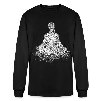 Meditation in Rain Meditating Yoga - Men's Long Sleeve T-Shirt - black - Front