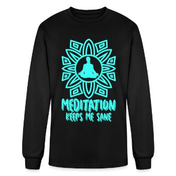 Meditation Meditating Yoga Qigong - Men's Long Sleeve T-Shirt - black - Front