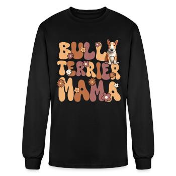 Bull Terrier Groovy Bull Terrier Mom - Men's Long Sleeve T-Shirt - black - Front