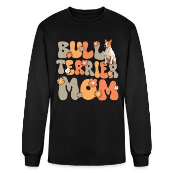 Bull Terrier Groovy Bull Terrier Mom - Men's Long Sleeve T-Shirt - black - Front