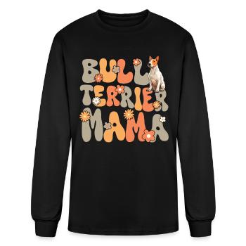 Bull Terrier Groovy Bull Terrier Mom - Men's Long Sleeve T-Shirt - black - Front