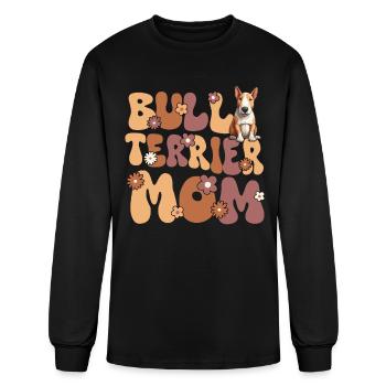 Bull Terrier Groovy Bull Terrier Mom - Men's Long Sleeve T-Shirt - black - Front