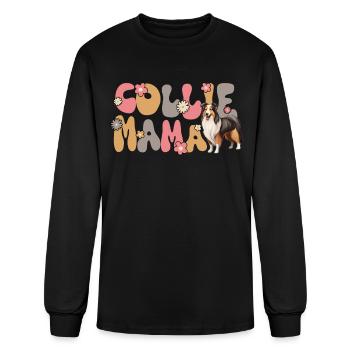 Longhair Collie Groovy Collie Mama - Men's Long Sleeve T-Shirt - black - Front