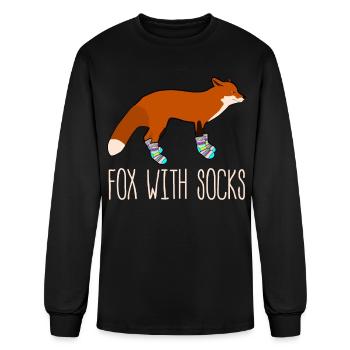 Fox with Winter Socks Sock Wool Socks - Men's Long Sleeve T-Shirt - black - Front