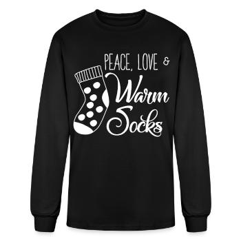 Warm Wool Socks Winter Socks Sock - Men's Long Sleeve T-Shirt - black - Front