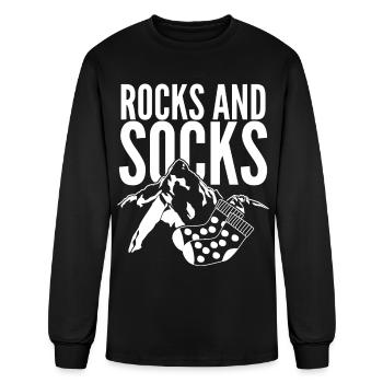 Winter Socks Rocks Hiking Wool Socks - Men's Long Sleeve T-Shirt - black - Front