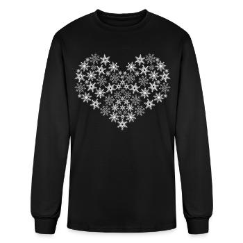 Snow Heart Snowflake Snowflakes - Men's Long Sleeve T-Shirt - black - Front