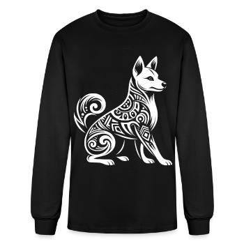 Tribal Basenji Dog Breed - Men's Long Sleeve T-Shirt - black - Front