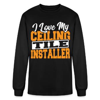 Work Occupation Tile Installer Tile Installation - Men's Long Sleeve T-Shirt - black - Front