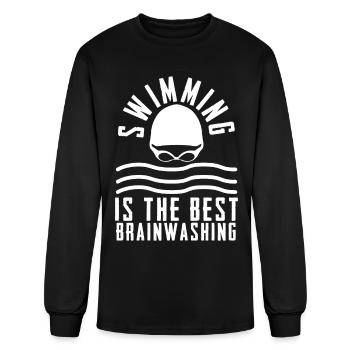 Swimmer Swimming Trainer Swimming Pool - Men's Long Sleeve T-Shirt - black - Front
