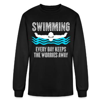 Triathlon Swimming Pool Swimmer - Men's Long Sleeve T-Shirt - black - Front